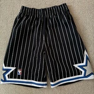 NBA Black White Pinstripe Kids Basketball Shorts